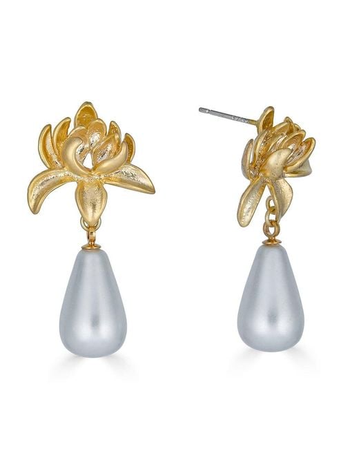 Loni Paul Jewelry Metallic Lily Shell Pearl Earrings