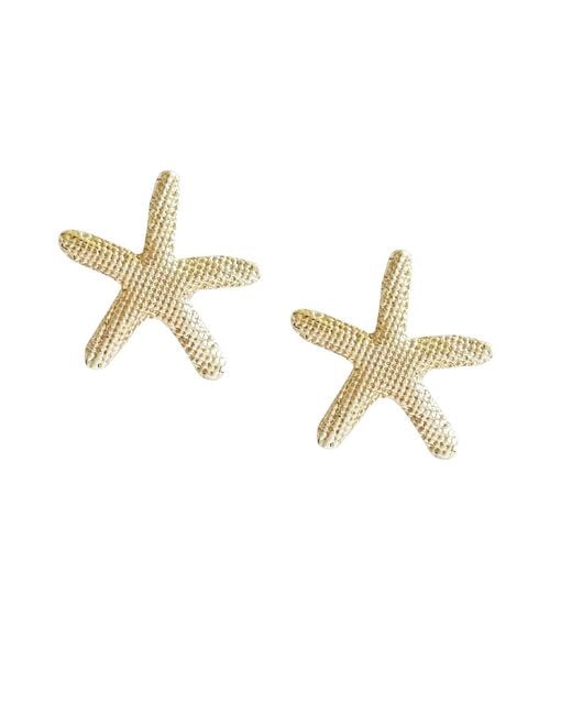 Maison De Gala Metallic Starfish Stud Earrings