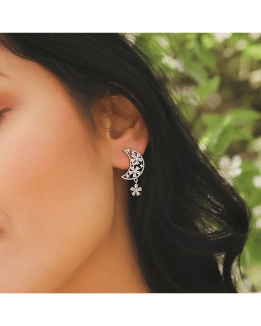 Luna Charles Metallic Posie Flower Moon Earrings