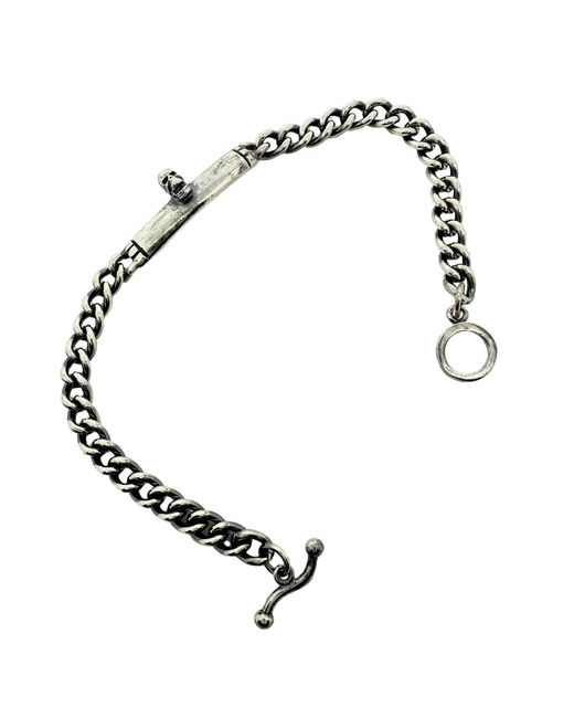 Tg-Jewellery by Tamara Gervasio Metallic Skull Plate Bracelet – Sterling, Handmade Round Curb Chain, T-Bar Clasp for men
