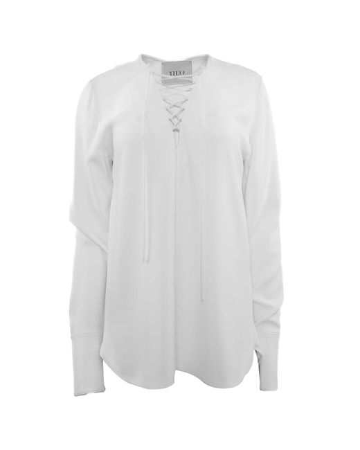 Theo the Label White Eudora Lace-up Blouse