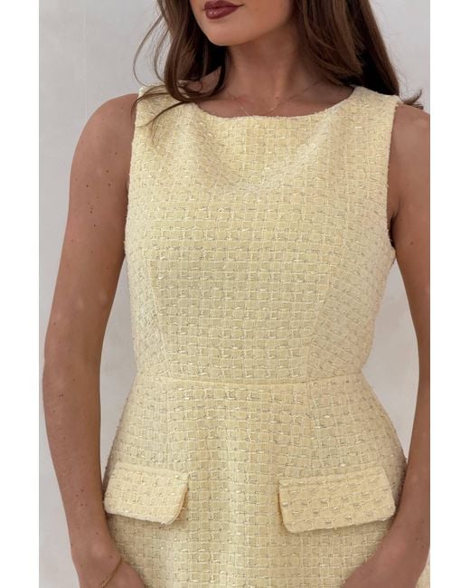 Girl In Mind Yellow Athenia Tweed Pocket Detail Mini Dress