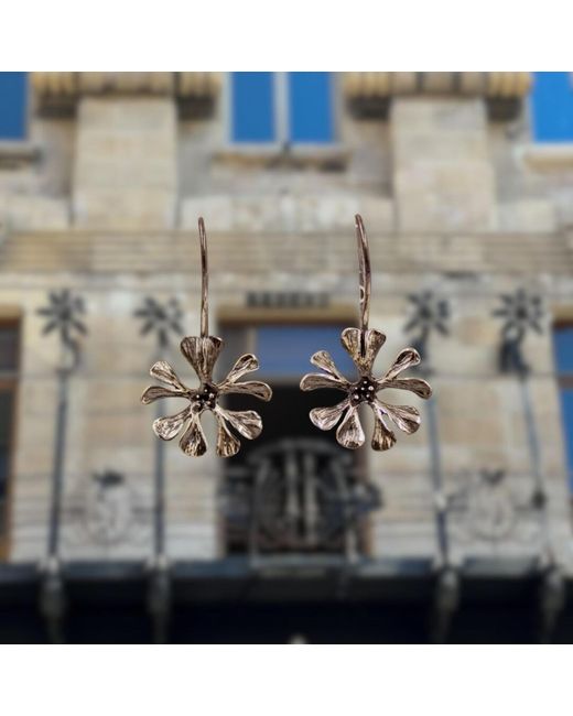 1610Istanbul Gray Istanbulite Flower Earrings