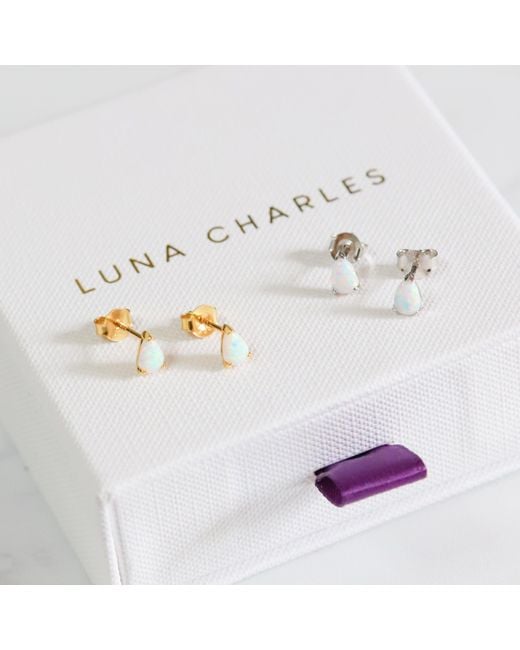 Luna Charles White Clara Opal Stud Earrings
