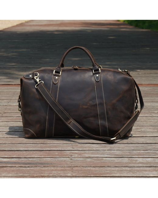 Touri Brown Classic Traveller Genuine Leather Holdall for men