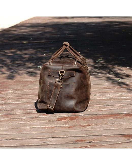 Touri Brown Genuine Leather Holdall Luggage Bag for men
