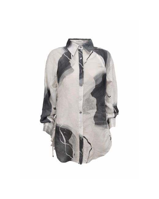 Shinaraa Gray Extra Long Button Down Shirt