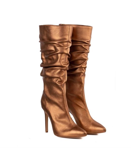 Ginissima Brown Metallic Leather Eva Boots