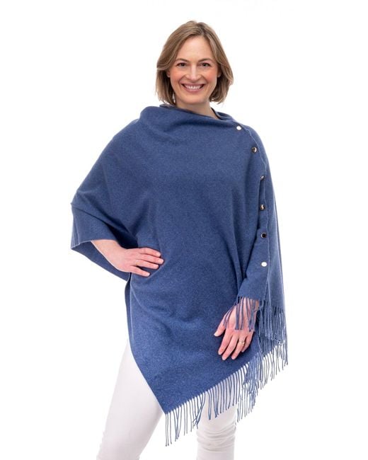 Franchetti Bond Blue Gisella Denim Button Poncho