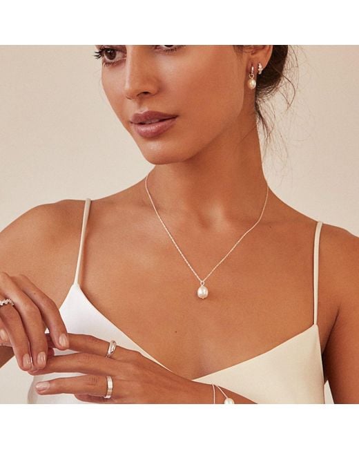 Lily & Roo Metallic Sterling Large Single Pearl Necklace