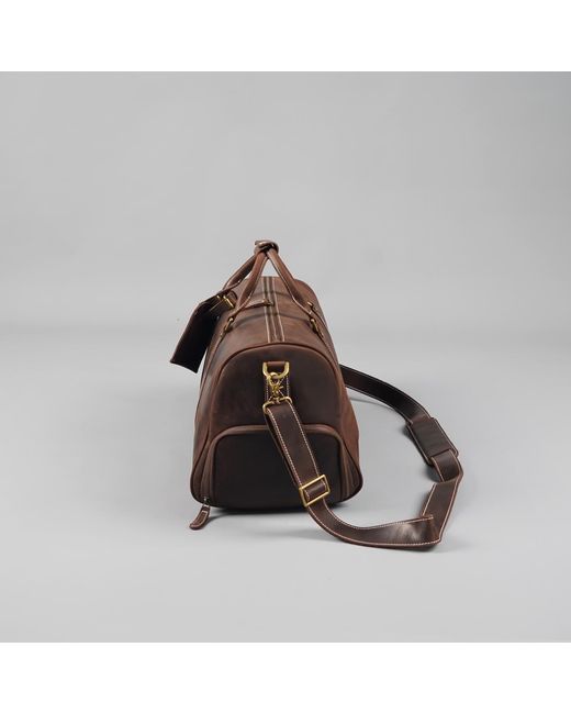 Touri Brown Leather Over Night Bag With Shoe Storage for men