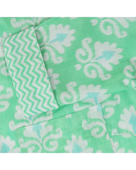 Luella Fashion Green Neutrals Porto Cotton Shirt Printed Pattern