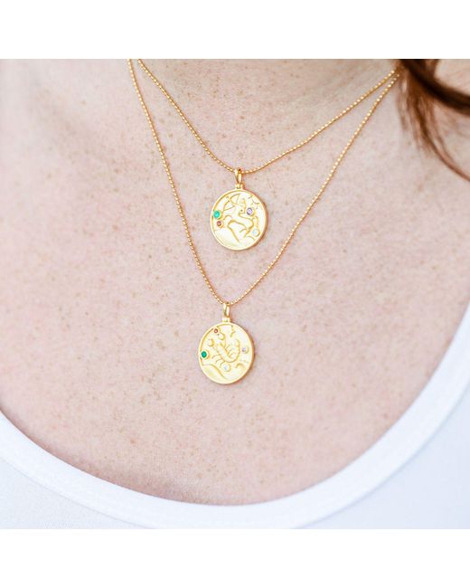 Azura Jewelry New York Metallic Scorpio Zodiac Mantra Necklace Vermeil