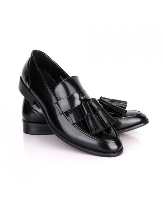 DAVID WEJ Black Bradford Patent Leather Loafers With Tassels – for men