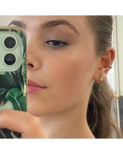 Evie Jewelry Metallic Luxe Emerald Drop Huggie Hoop Earrings
