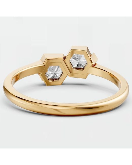 Aya Fine Jewelry Metallic Hexagon Lab Diamond Toi Et Moi Wedding Ring