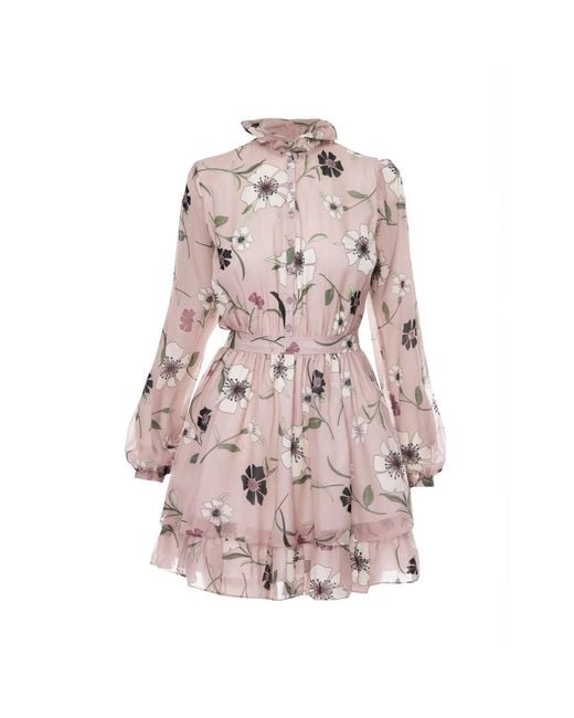 AVENUE No.29 Pink Floral Print Silk Mini Dress