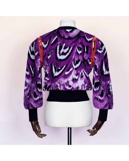 Essien & Emre Purple Levia Merino Wool Knitted Pattern Jumper