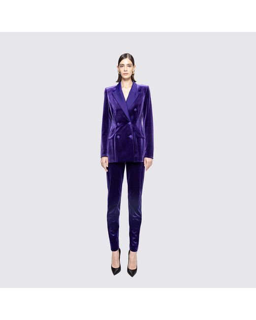 Nissa Blue High-Waisted Velvet Pants
