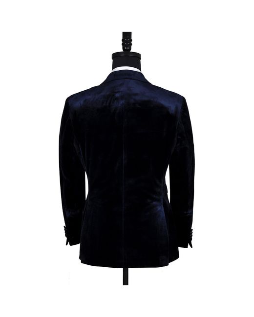 DAVID WEJ Blue Maison Velvet Double Breasted Blazer for men