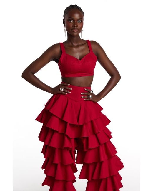 Ofuure Red Daria Ruffle Pants