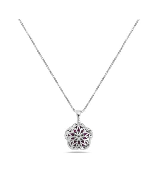 Artisan Pink Ruby & Diamond Floral Halo Pendant