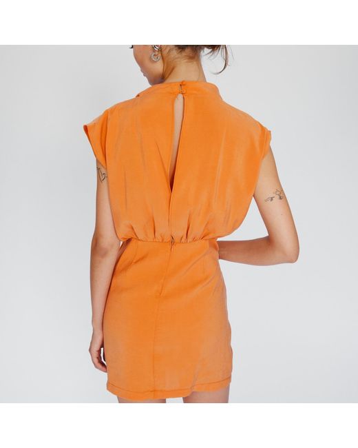 Mirimalist Orange Cupro Mini Dress Oranj