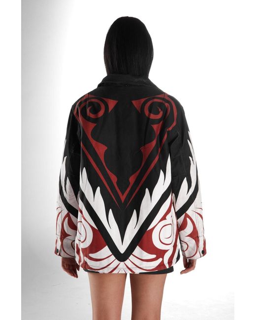 Born in Exile Black Oversized Printed Denim Parka