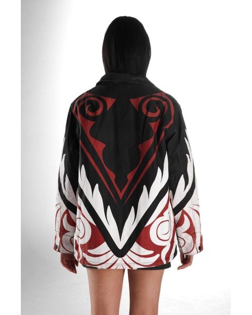 Born in Exile Black Oversized Printed Denim Parka