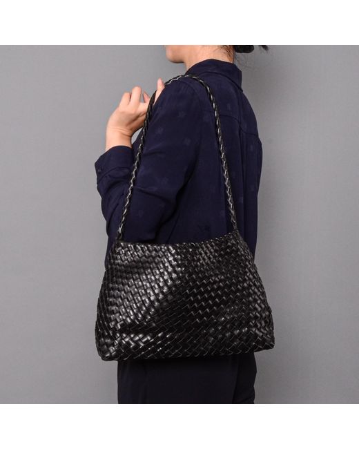 Rimini Black Hand Weaving Shoulder Bag for men