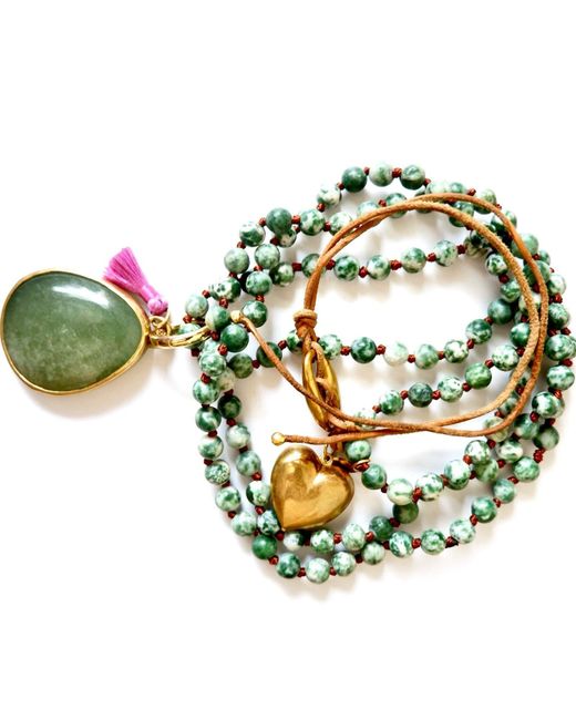 Persia Dona Jewelry Green Gemstone X Heart Love Necklace