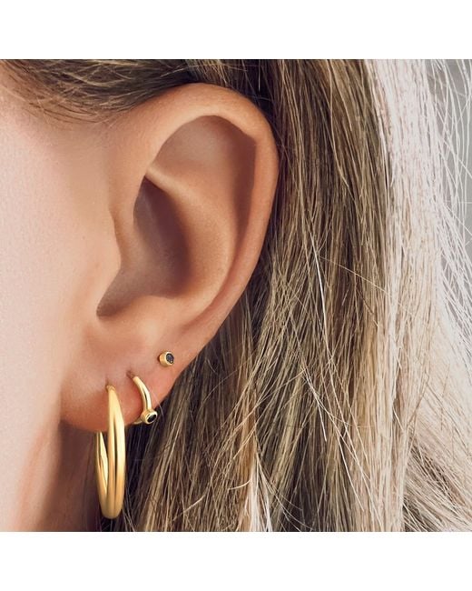 Tory Long Metallic Sapphire Huggie Hoops