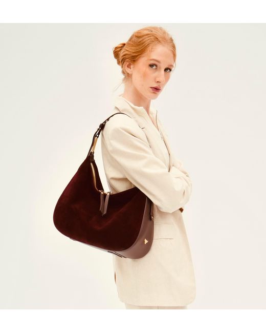Apatchy London Purple The Charlie Burgundy Suede Bag