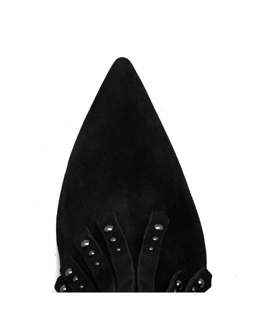 Beautiisoles by Robyn Shreiber Made in Italy Black Tal Suede Ankle Bootie Comfortable & Dressy With Studs For Work Or Evening
