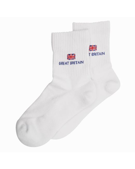 Peper Harow - Made in England White Olympics Recycled Sport Socks – Two Pair Bundle for men