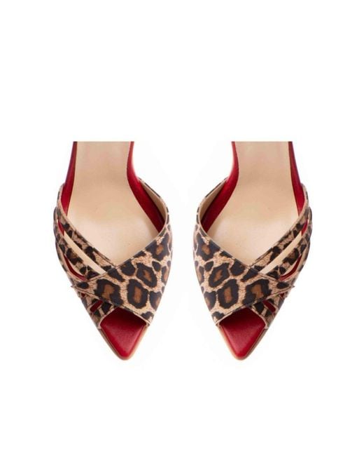 The 5Th Element Pink Amina Leopard & Leather Heel Sandals