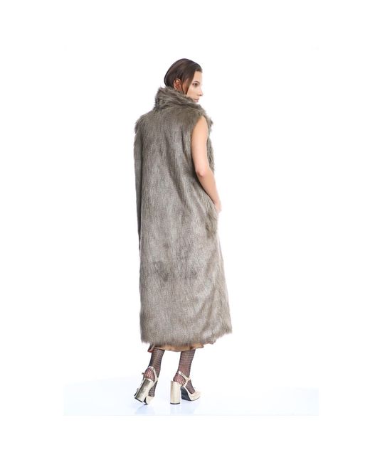 Silvia Serban Green Long Hair Fur Coat/Vest