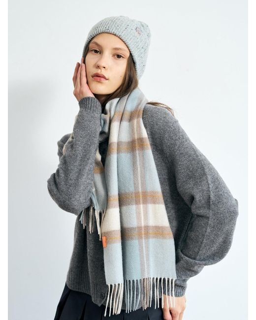 Lost Pattern Blue Plaid Cashmere Scarf