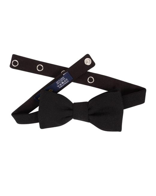 LE COLONEL Black Italian Wool Bow Tie for men