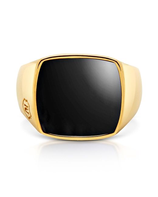 Nialaya Multicolor Signet Ring With Onyx for men