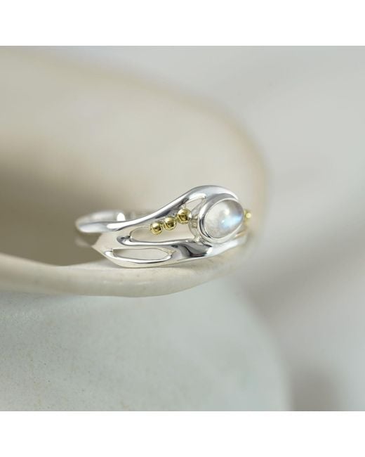 Isla Silver White Unique Sterling Moonstone Ring With Details