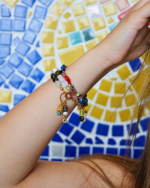 Desert Lobby Metallic Mon Ami – Delicate Gemstone & Pearl Bracelet