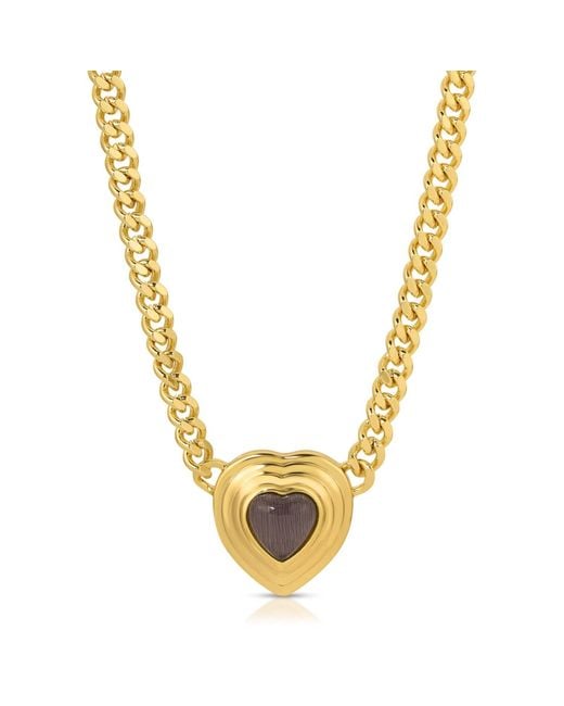 Glamrocks Jewelry Metallic Heart Of Stone Curb Link Necklace