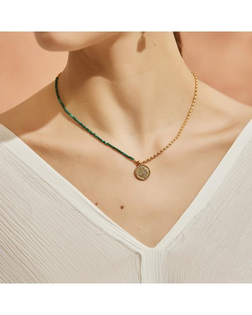 Aurozia Metallic Three Charms Venus Bound The Endless Love Knot Crystal Beaded Necklace Malachite