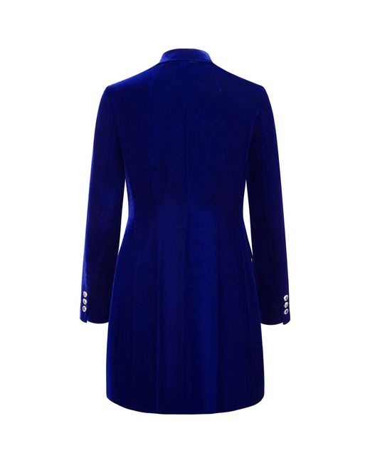 Femponiq Blue Silky Velvet Tailored Blazer Dress