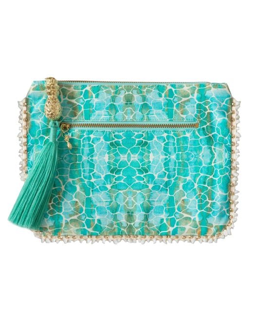 Sophia Alexia Green Aqua Pebbles Clutch Bag