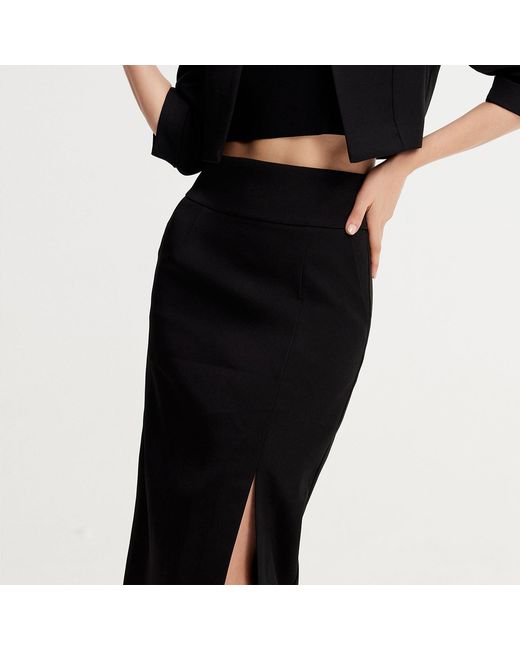 Smart and Joy Blue Front Slit Pencil Skirt