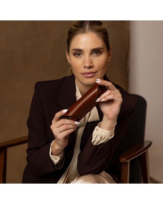 Time Resistance Brown Leather Glasses Case For
