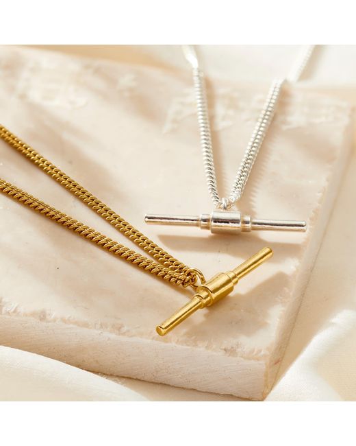 Posh Totty Designs Metallic Gold Plate T Bar Necklace With Curb Chain