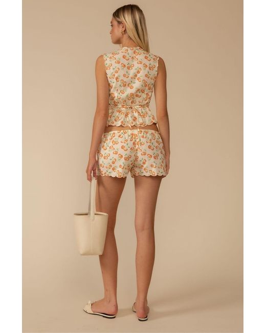 Montce Natural Cherry Sherbet Scalloped Low-Rise Drawstring Short